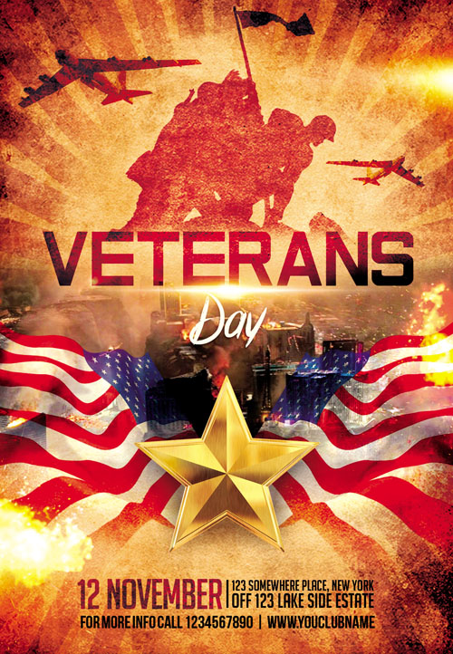 Flyer PSD Template - Veterans Day + Facebook Cover 1