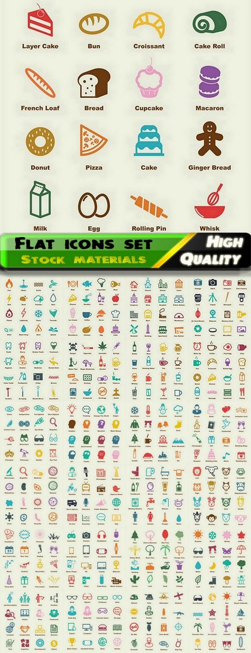 Flat icons for web and applications design 3 - 25 Eps