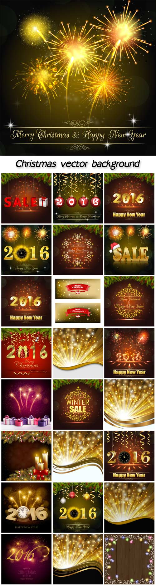 Holiday christmas background with colorful gift boxes and firework