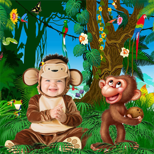 Шаблон  детский  ''Весёлые обезьянки ''