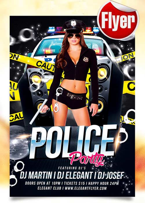 Police Party Flyer  Template + Facebook Cover
