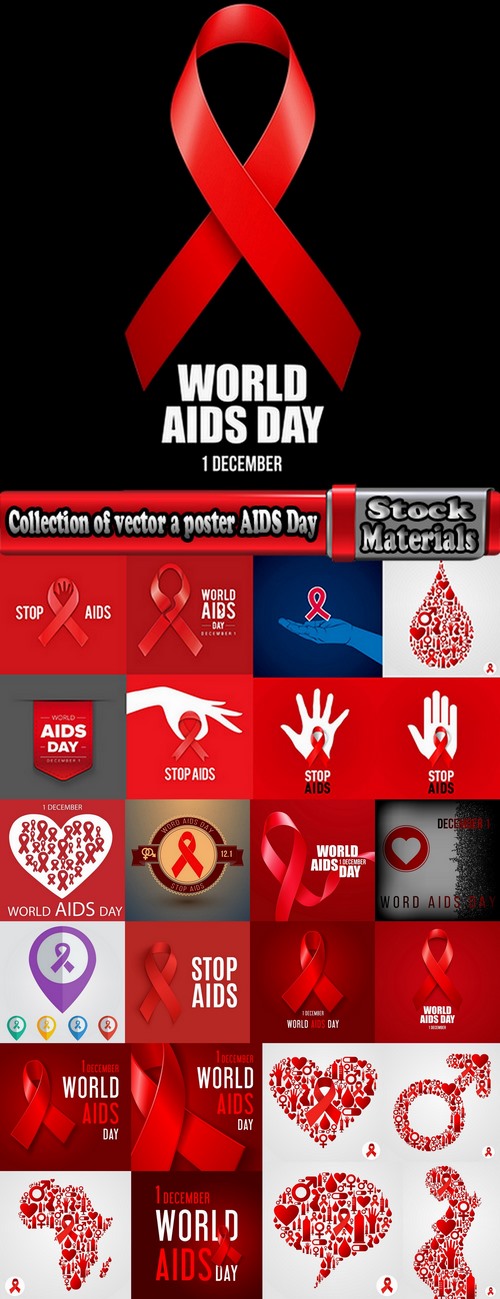 Collection of vector a background picture flyer banner poster AIDS Day 25 EPS
