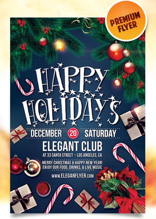 Happy Holidays Flyer Template + Facebook Cover