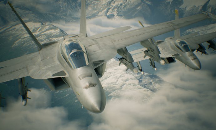 Скриншот игры Ace Comba 7, изображены два истребителя F16.
