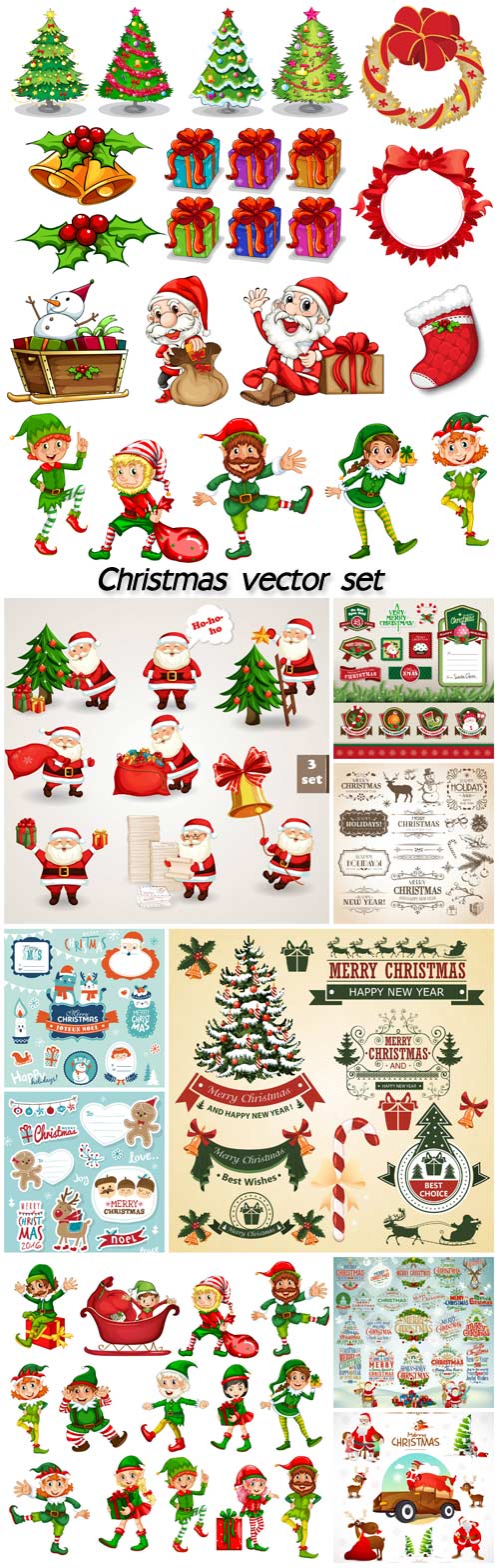Christmas vector set calligraphic elements