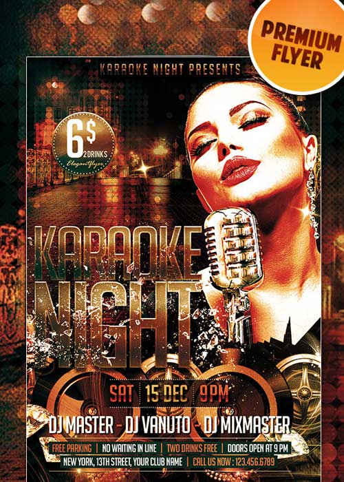 Karaoke Night Premium Club flyer PSD Template