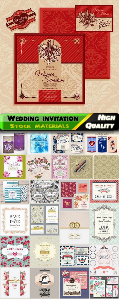 Template for Wedding invitation in vector from stock #5 - 25 Eps