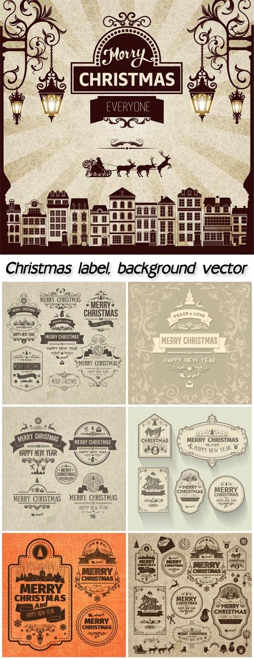 Vintage Christmas label background vector