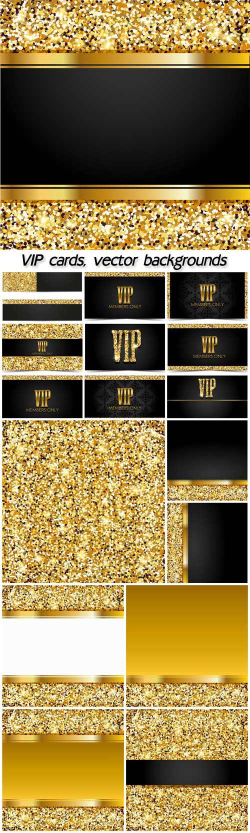 VIP cards, gold vector backgrounds