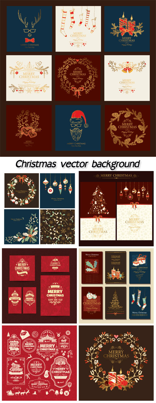 Vintage vector card with christmas elements