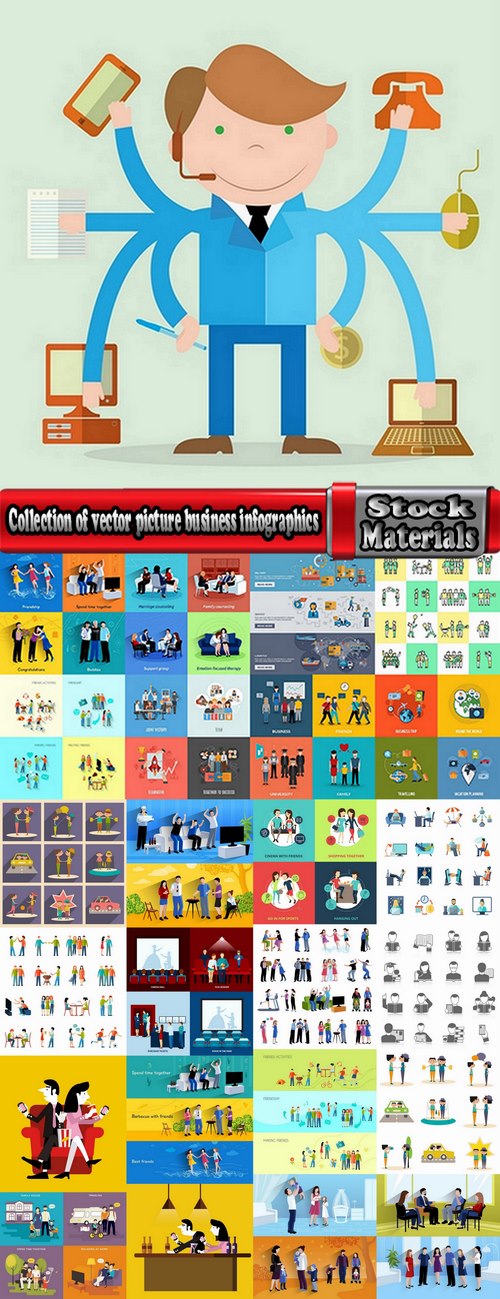 Collection of vector picture business infographics logo icon businessman family 25 EPS