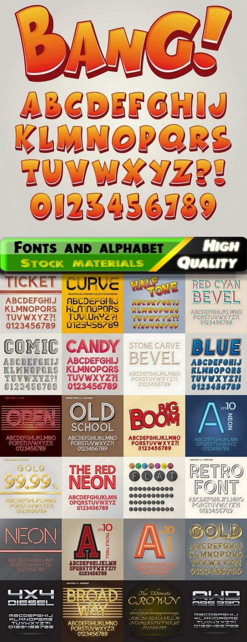 Different Fonts and alphabet in vector from stock - 25 Eps