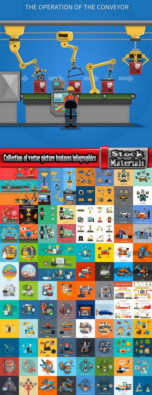 Collection of vector picture business infographics car automotive service is 25 EPS