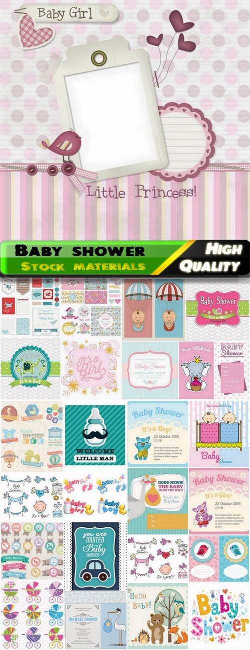 Templates for baby shower in vector from stock 4 - 25 Eps