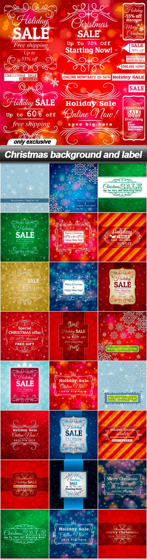 Christmas background and label - 25 EPS