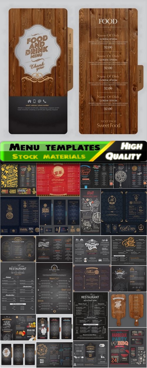 Menu template design elements in vector from stock #15 - 25 Eps