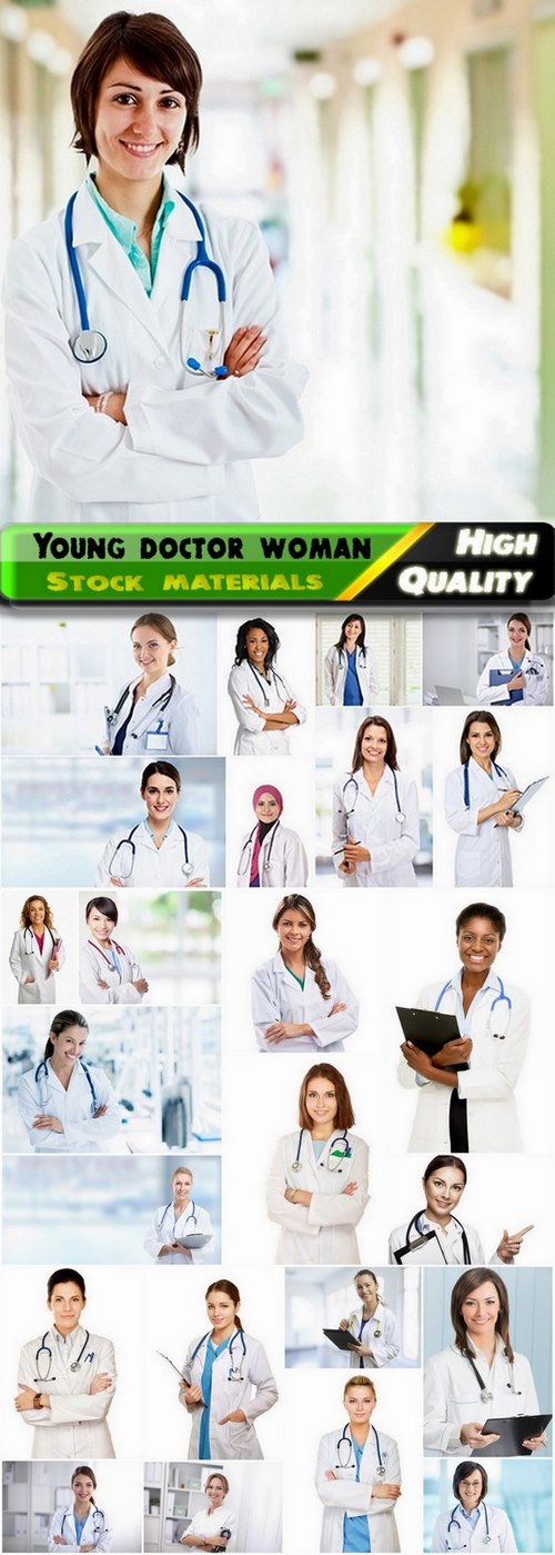 Young doctor woman in white medical gown - 25 HQ Jpg