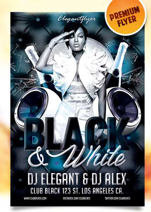 Black and White Party Flyer PSD Template + Facebook Cover