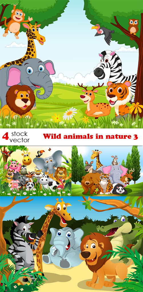 Vectors - Wild animals in nature 3