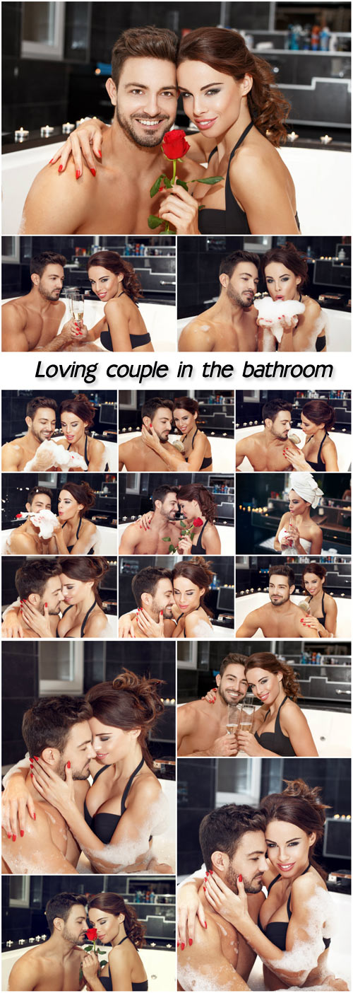 Loving couple in the bathroom