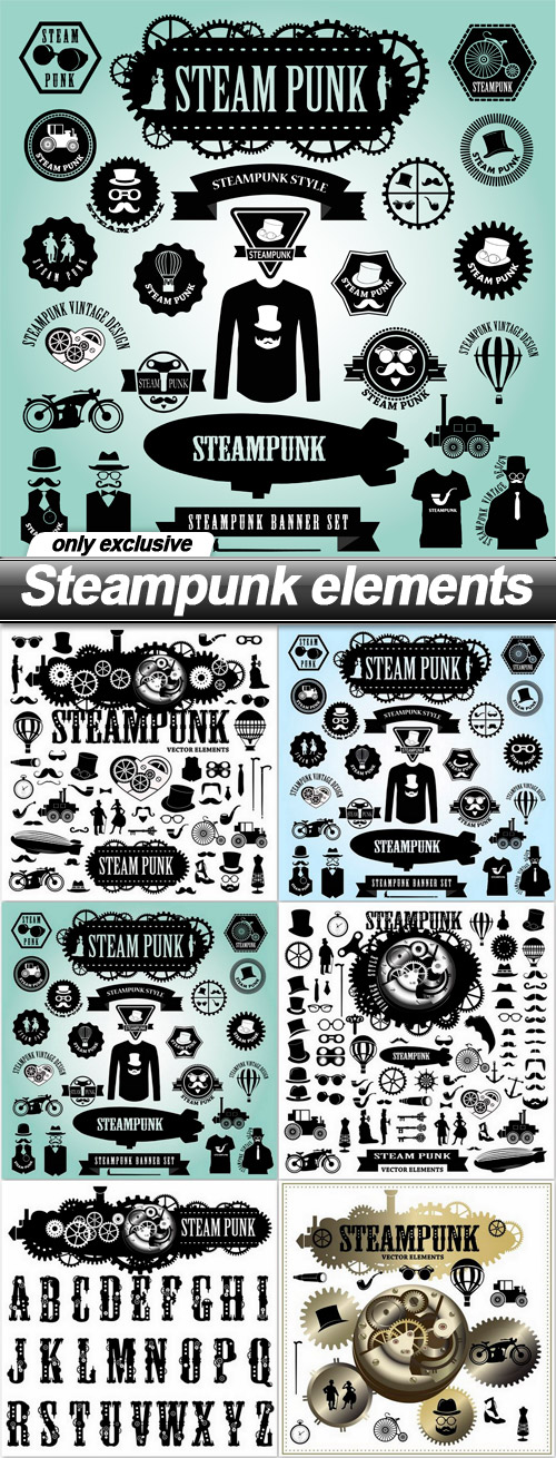 Steampunk elements - 6 EPS