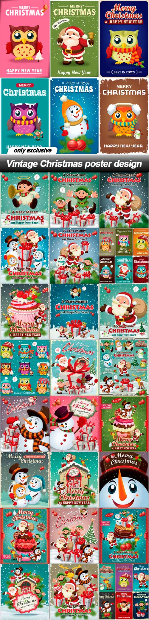 Vintage Christmas poster design - 25 EPS