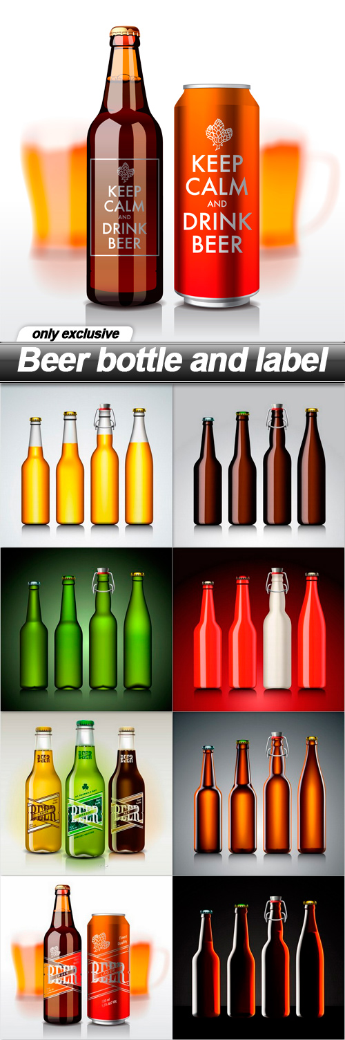 Beer bottle and label - 9 EPS