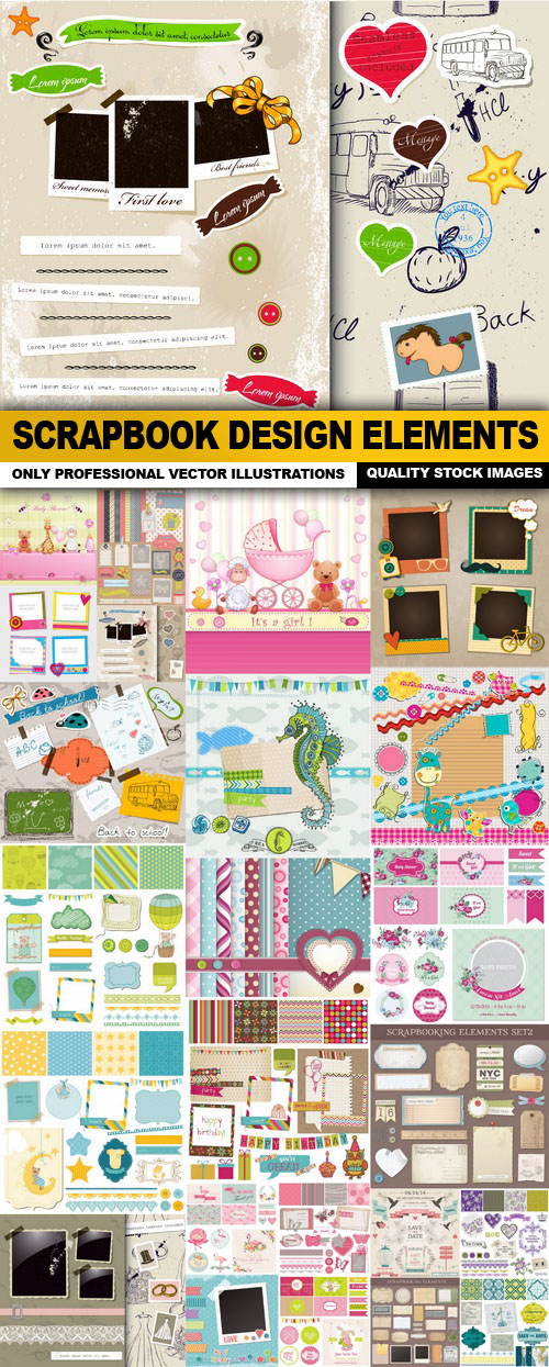 Scrapbook Design Elements - 25 Vector