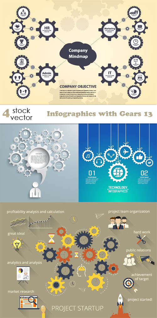 Vectors - Infographics with Gears 13