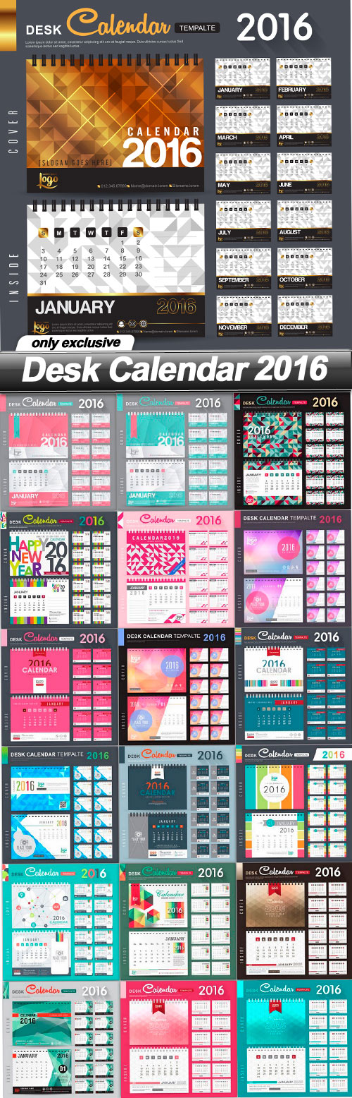 Desk Calendar 2016 2 - 19 EPS