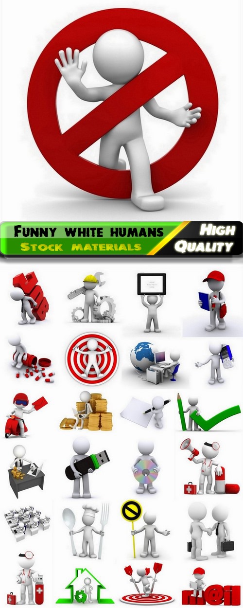 Business 3D render funny white humans - 25 HQ Jpg