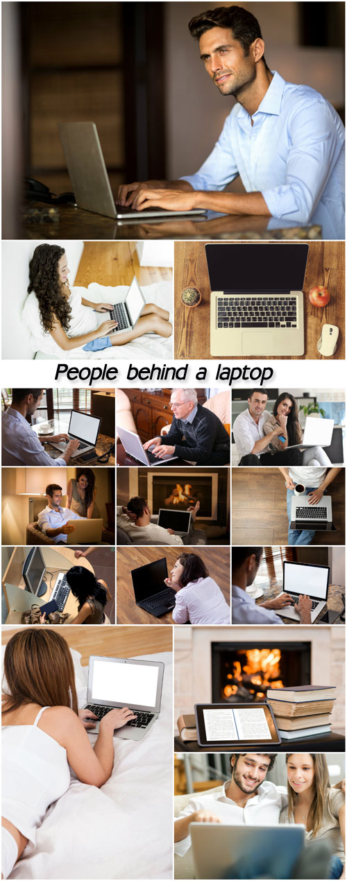 People behind a laptop, modern technology