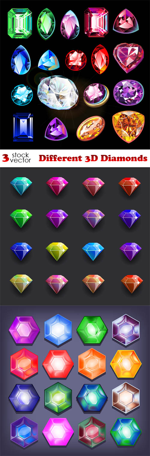 Vectors - Different 3D Diamonds