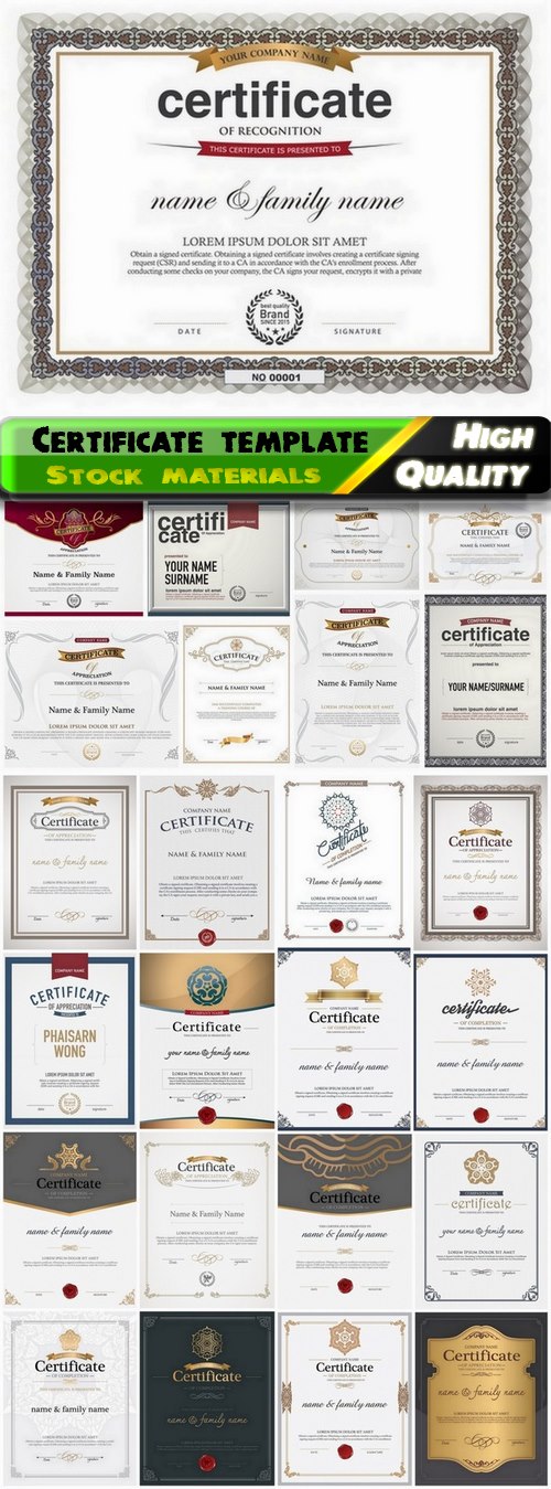 Certificate template with page decor elements - 25 Eps