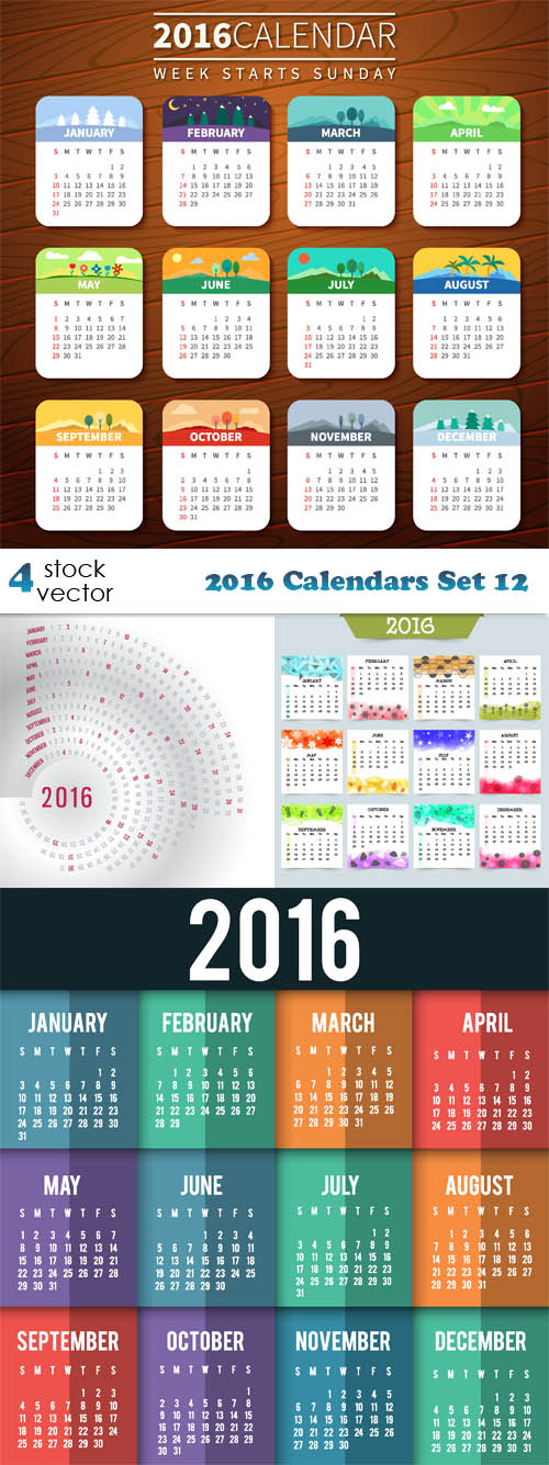 Vectors - 2016 Calendars Set 12