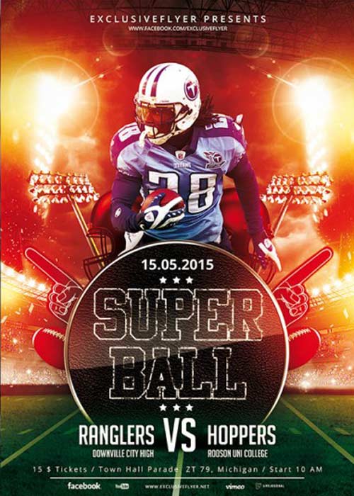 Super Ball Premium Flyer Template + Facebook Cover