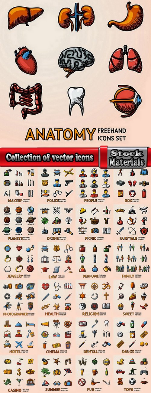 Collection of vector icons flat picture on various subjects #3- 25 EPS