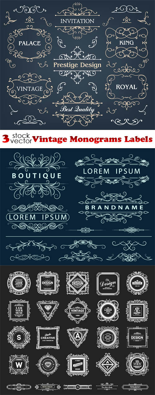 Vectors - Vintage Monograms Labels