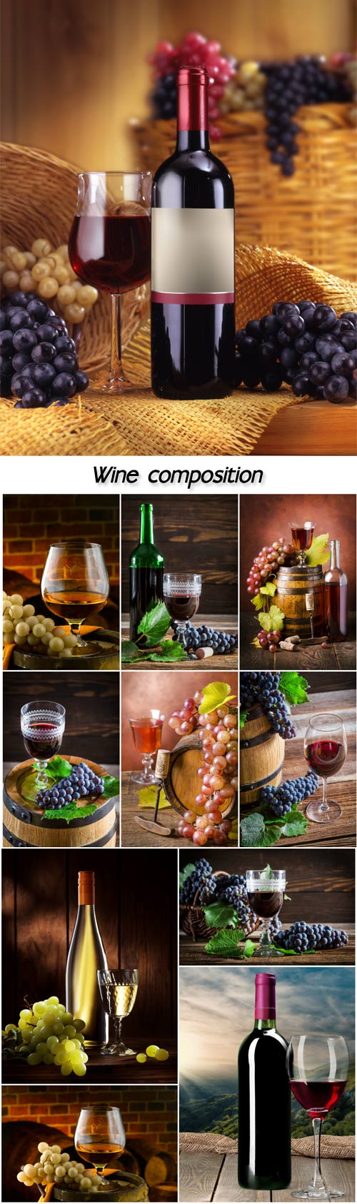 Wine, composition from wine bottles and grapes
