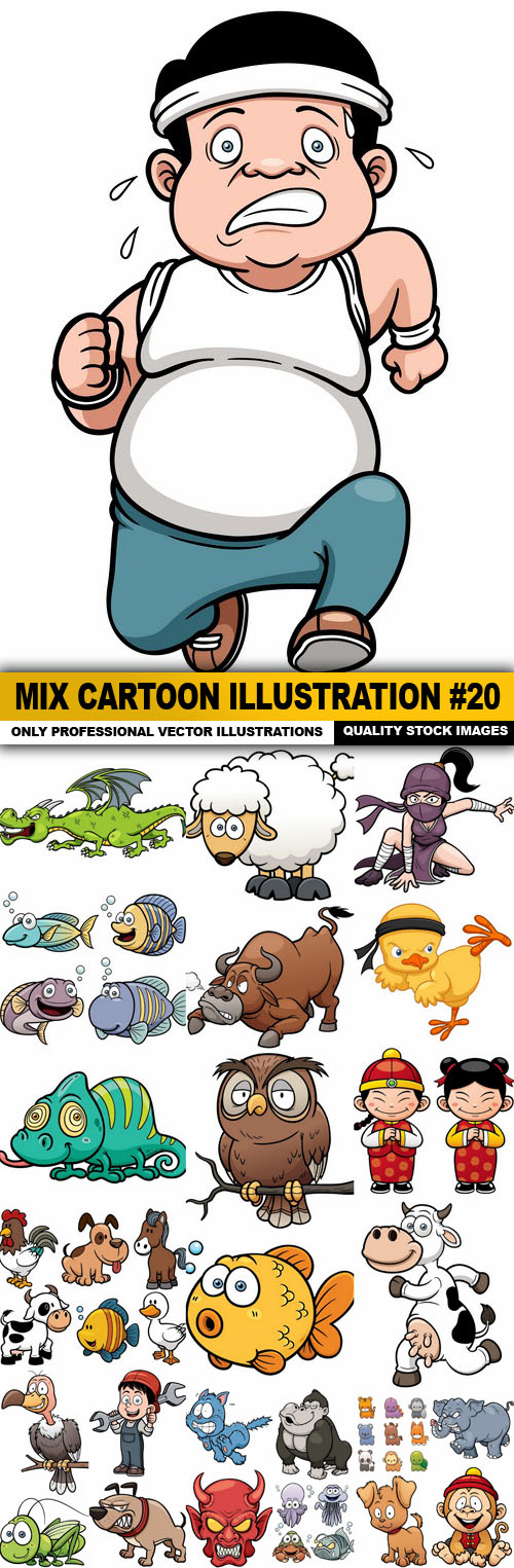 Mix cartoon Illustration #20 - 25 Vector
