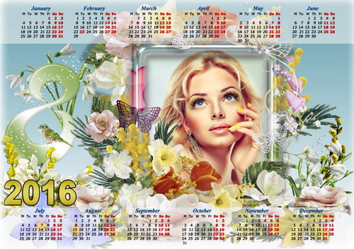 Праздничный календарь с рамкой для фото - Нежность цветов 