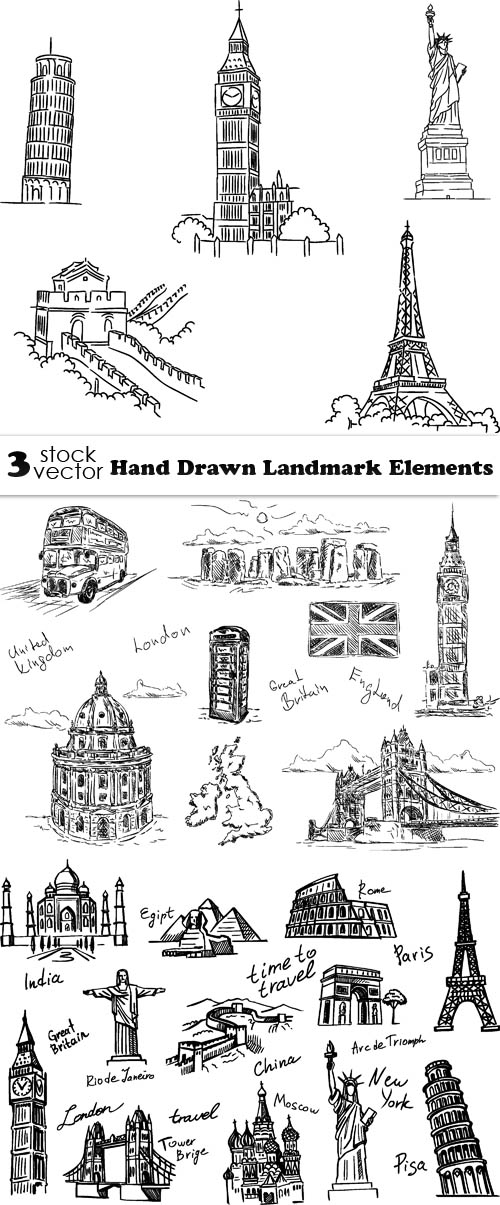 Vectors - Hand Drawn Landmark Elements