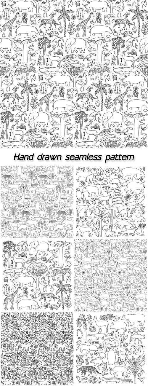 Hand drawn Africa and America  seamless pattern 