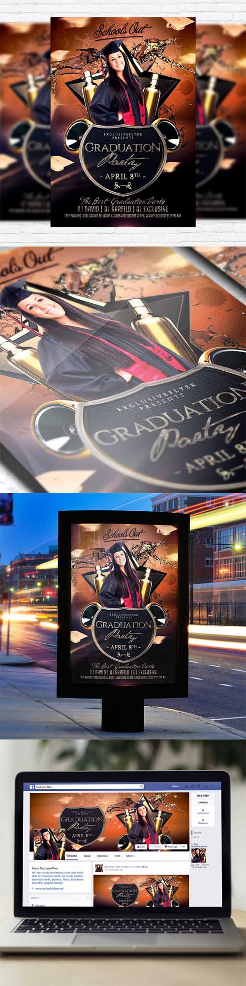 Flyer Template - Graduation Party + Facebook Cover