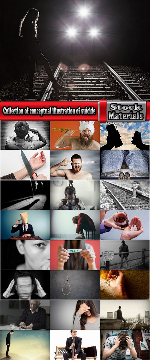 Collection of conceptual illustration of suicide bad idea in the human mind 25 HQ Jpeg
