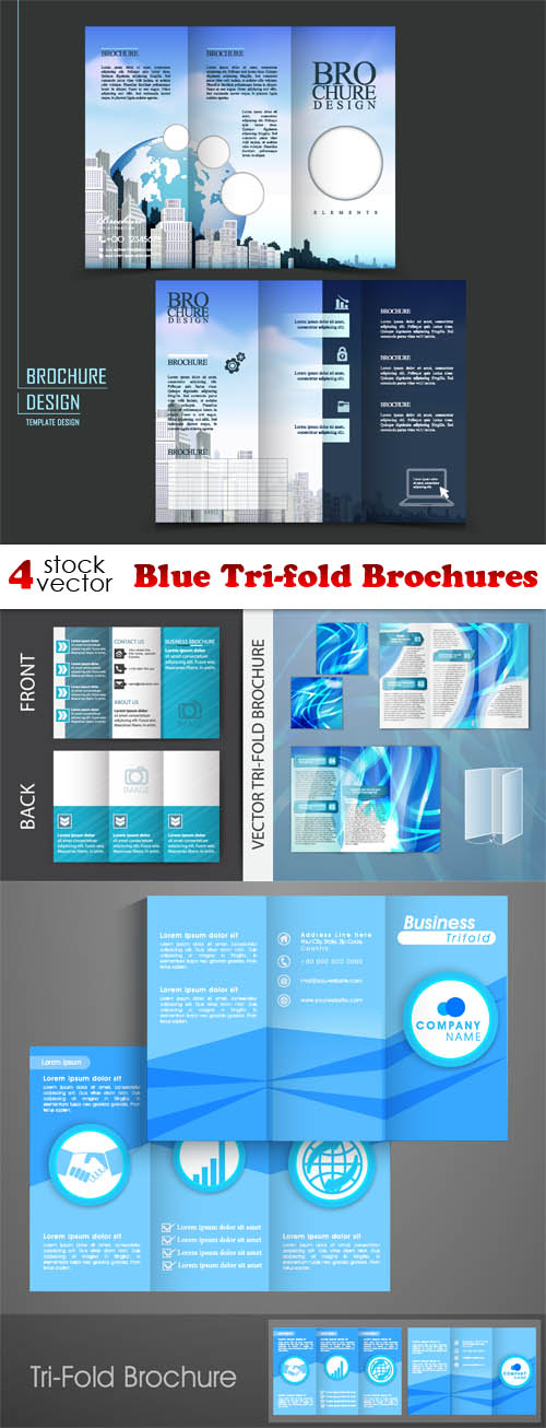 Vectors - Blue Tri-fold Brochures