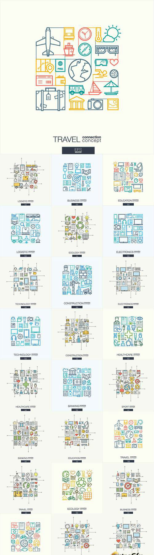 Thin line flat design of icons 08