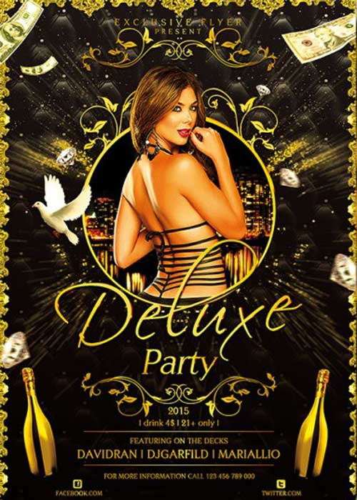 Deluxe Party V2 Premium Flyer Template + Facebook Cover