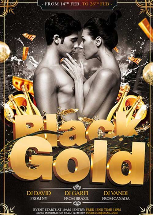 Black Gold Party Premium Flyer Template