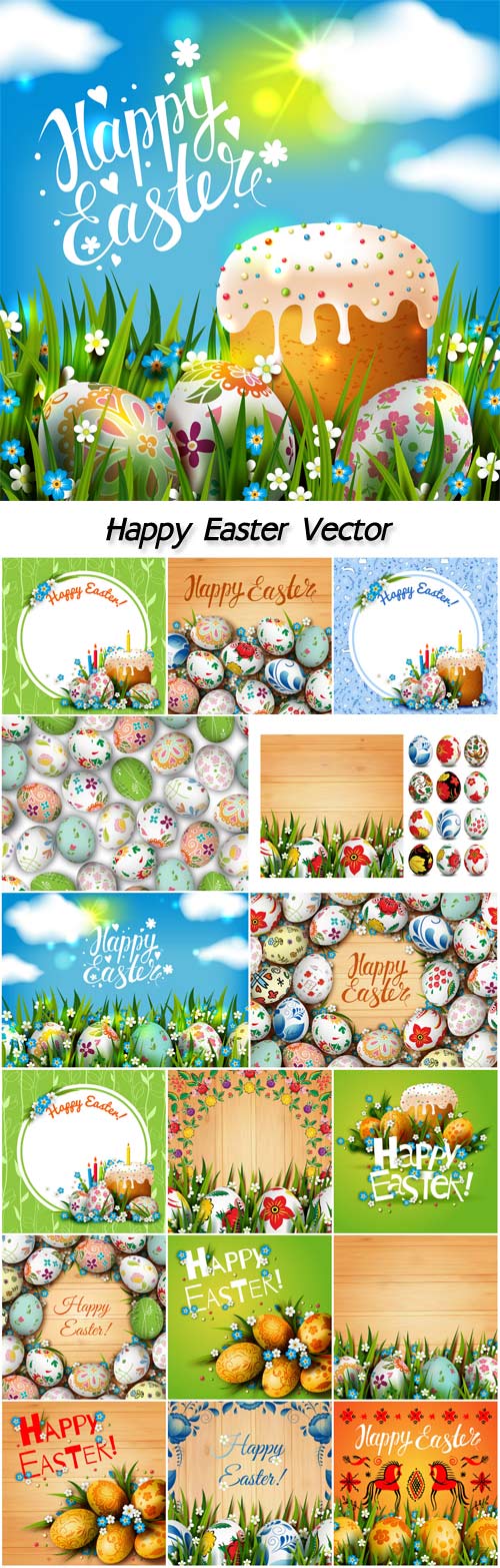 Easter card, template with easter eggs and flowers, folk paints